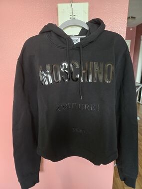 Moschino Black Logo Hoodie with Glossy Letters